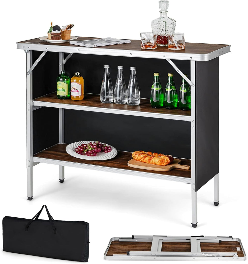 COSTWAY Folding Picnic Table, Portable Camping Table with Carry Bag