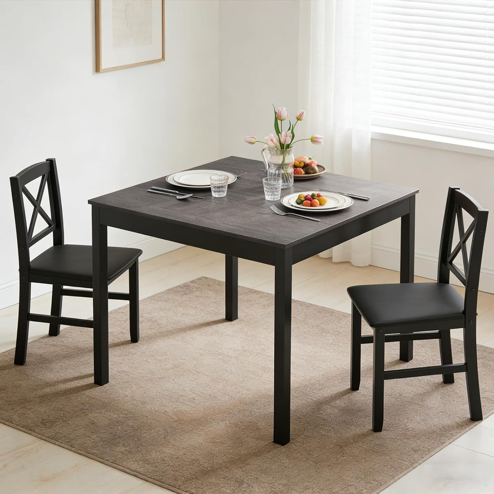 GIANTEX 3-Piece Dining Table Set for 2 - Small Wooden Kitchen Table with Upho...