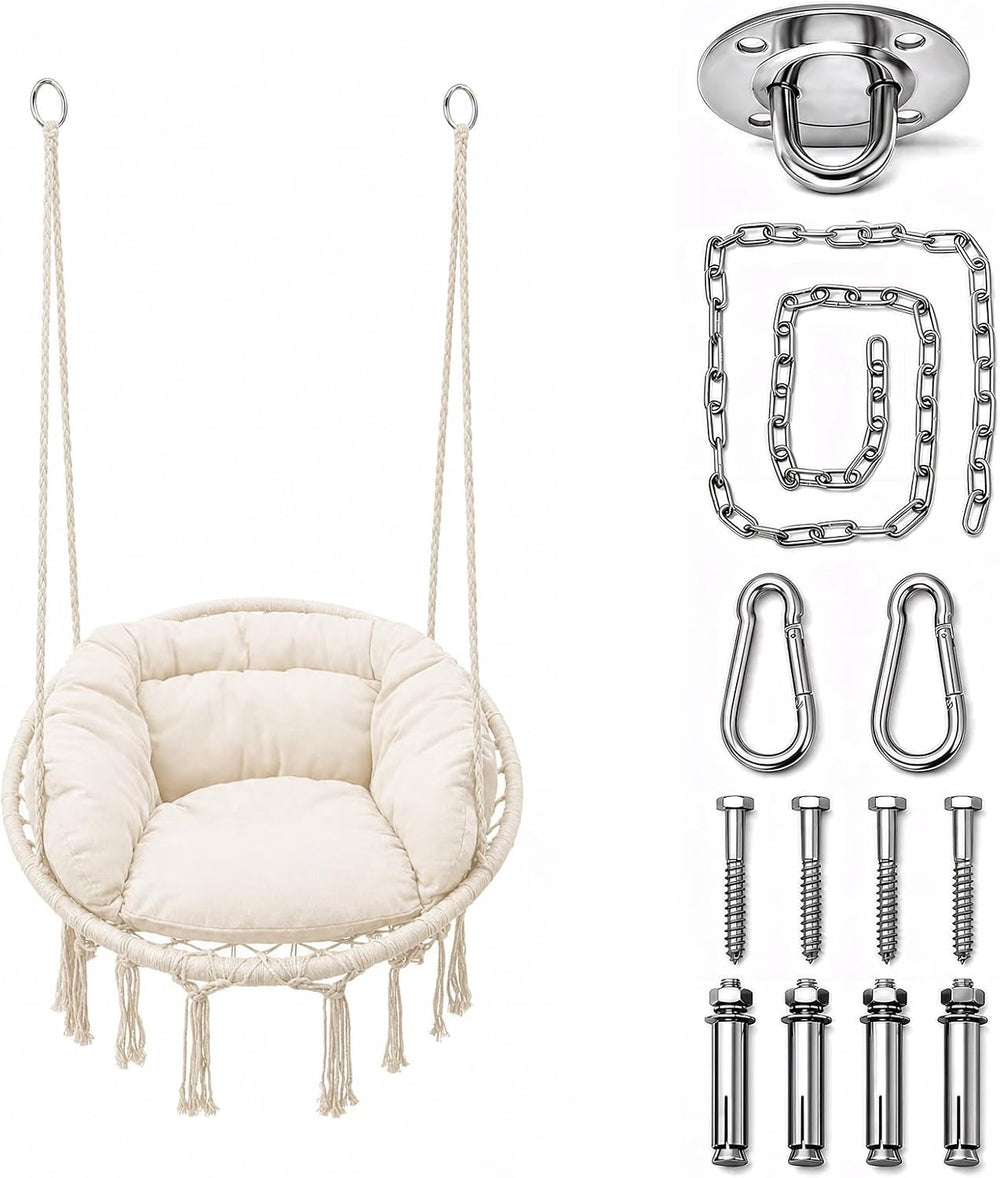 Athena Collection Hammock Chair with Hardware Kit & & Cozy Cushion, W...