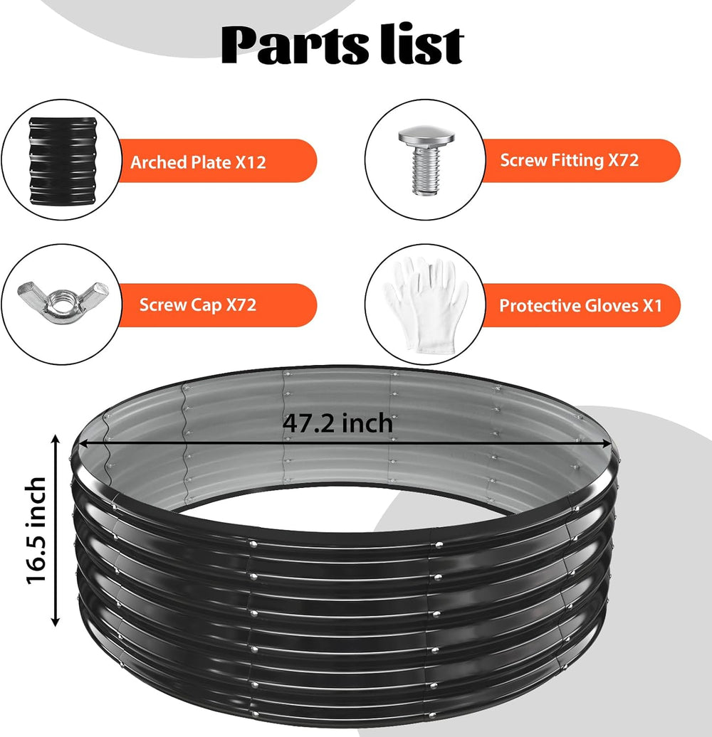 17In Tall 48 Inch Diameter Round Galvanized Fire Pit Ring/Fire Ring Black