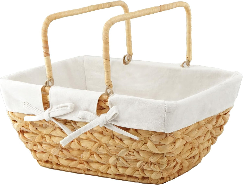 GYASVWU Wicker Picnic Baskets with Handles, Water Hyacinth Basket for Picnic,...