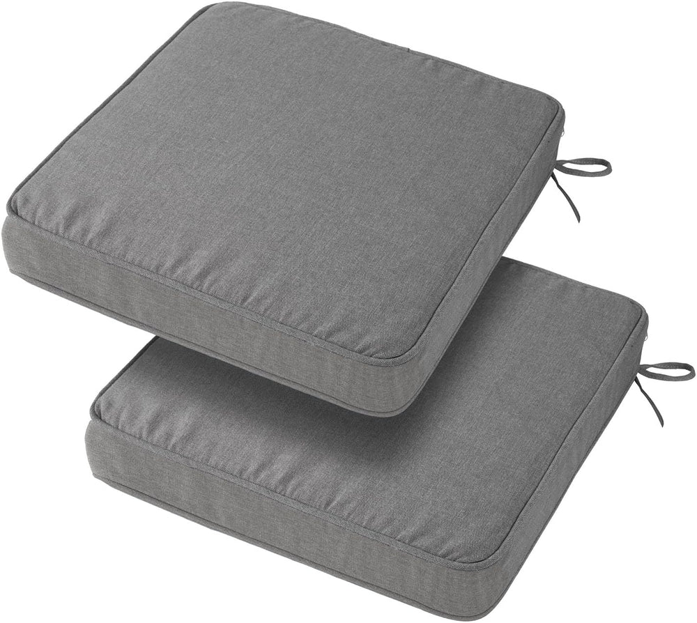 18x18x3 Inch Outdoor Square Corner Chair Cushions with Ties Set of 2, Water&a...
