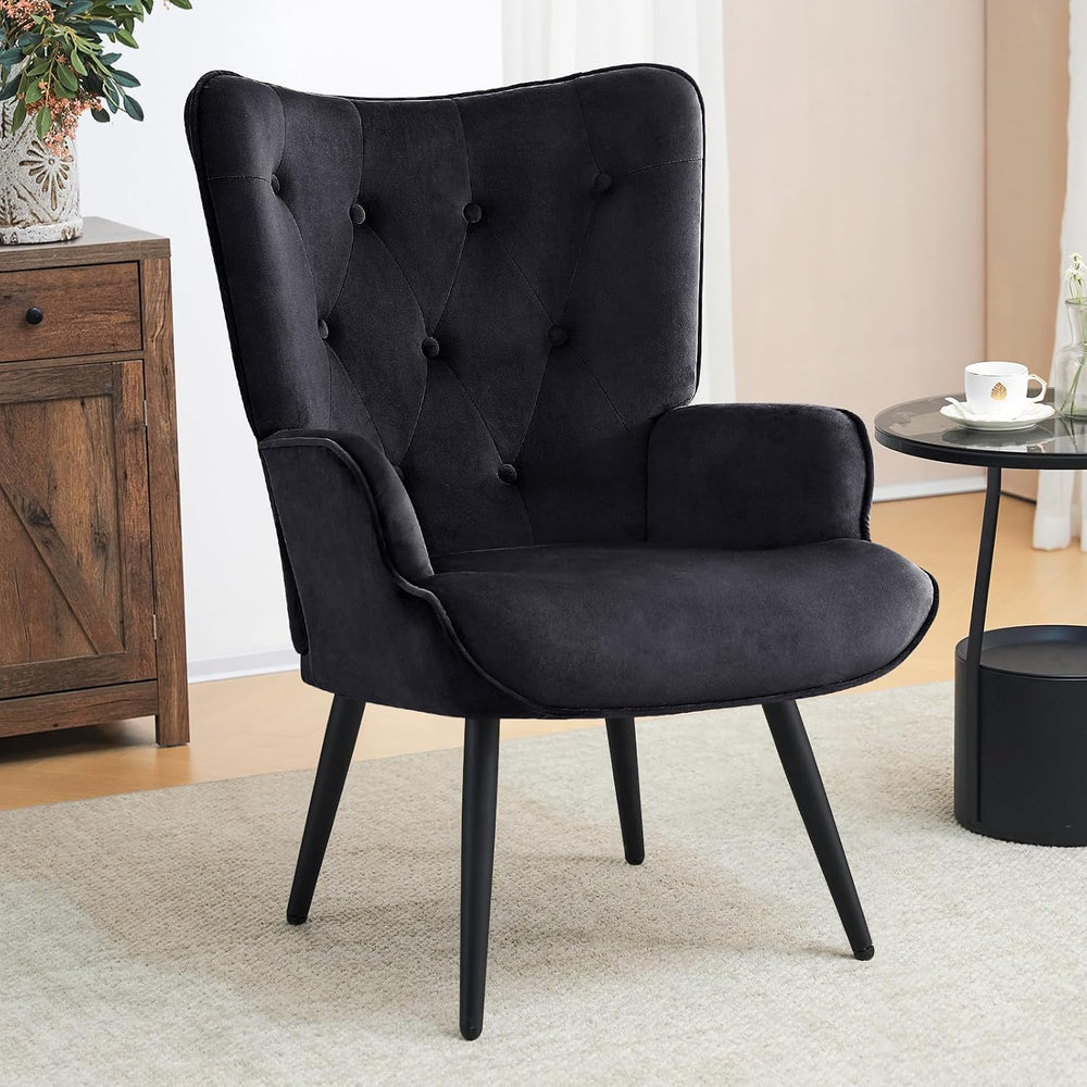 Furniliving Velvet Accent Chair Modern Upholstered Side Armchair with Tapered...
