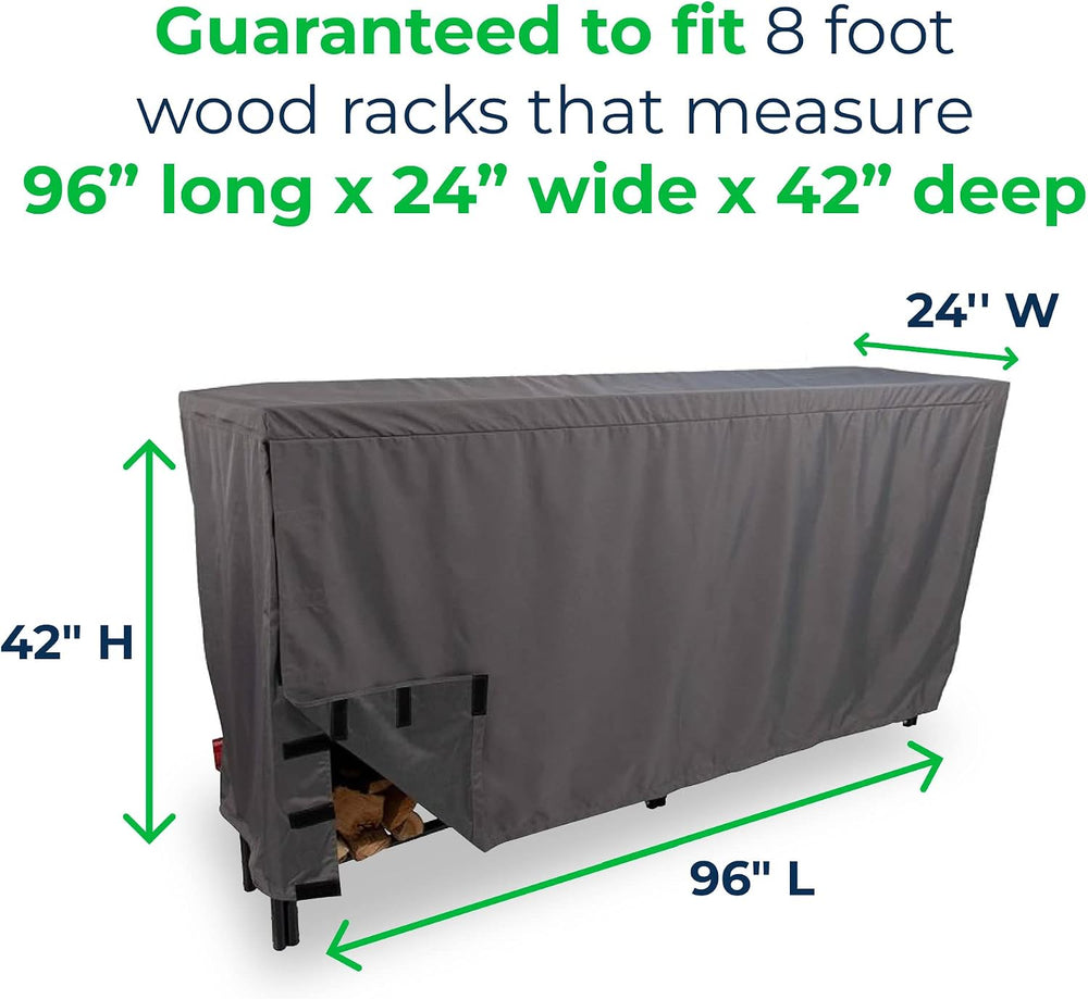 Firewood Rack Cover V2.0 | 8ft Heavy Duty Firewood Log Rack Cover, 600D Marin...