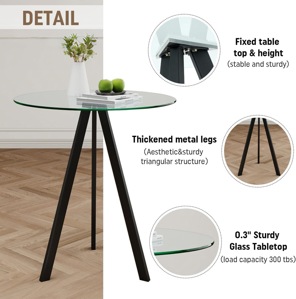 Round Bar Table, 37.4" High Pub Table, 31" Small Cocktail Table wit...