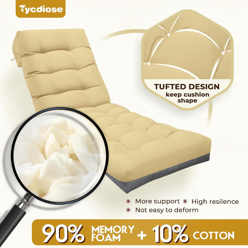 Outdoor Lounge Chair Cushion, Waterproof Replacement Chaise Lounge Cushions f...