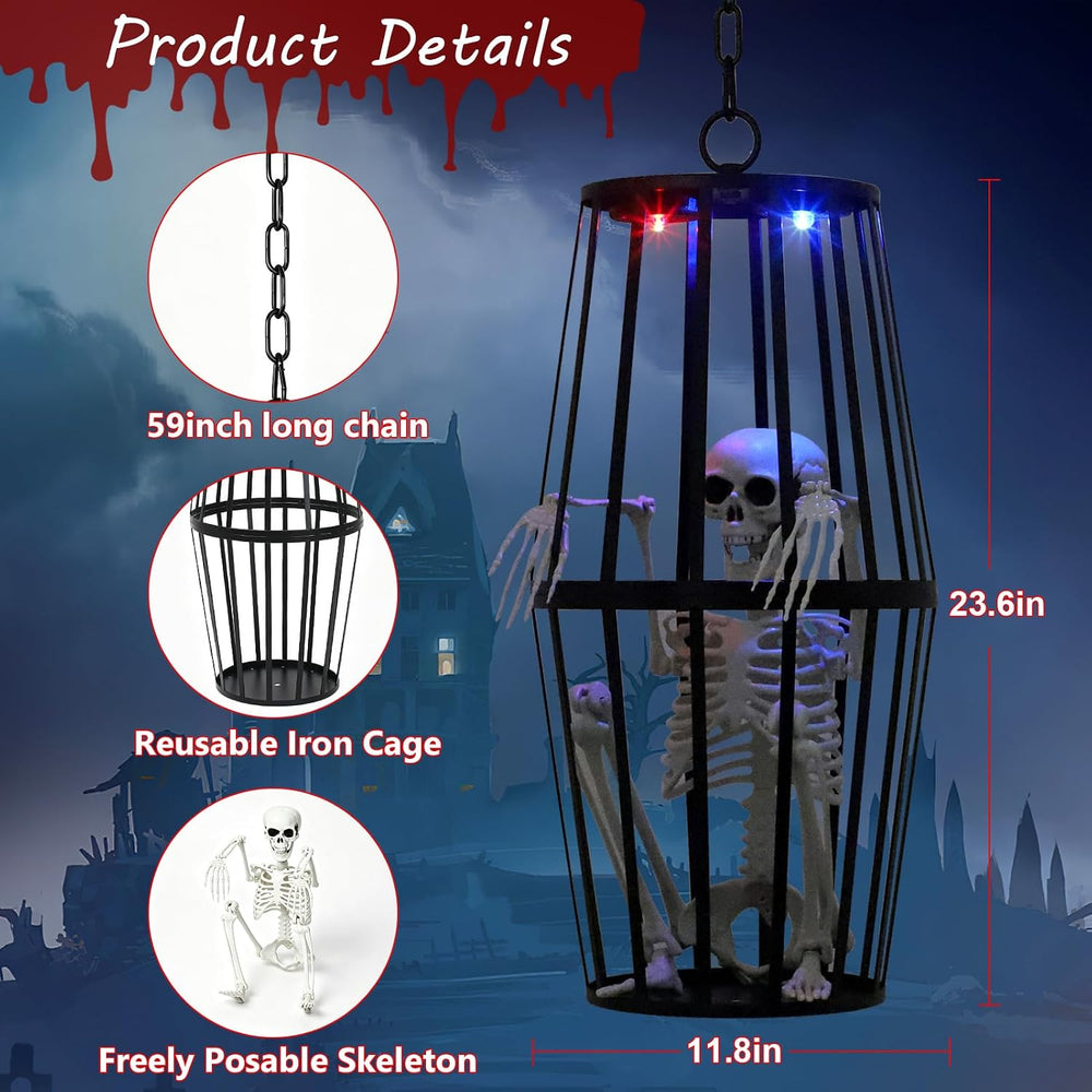 23” Scary Solar Hanging Skeleton Ghost Halloween Decorations Outdoor