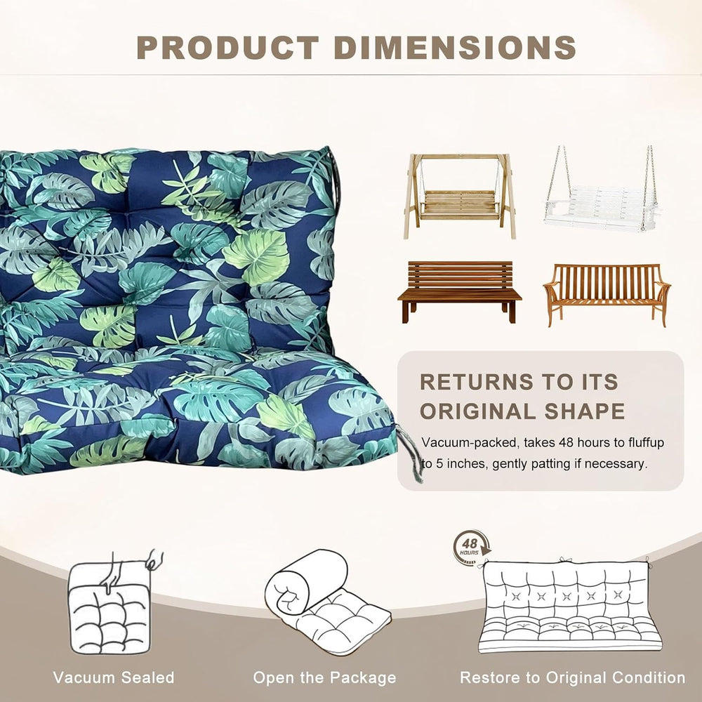 Porch Swing Cushion with Backrest,Waterproof Bench Cushion for Outdoor Furnit...
