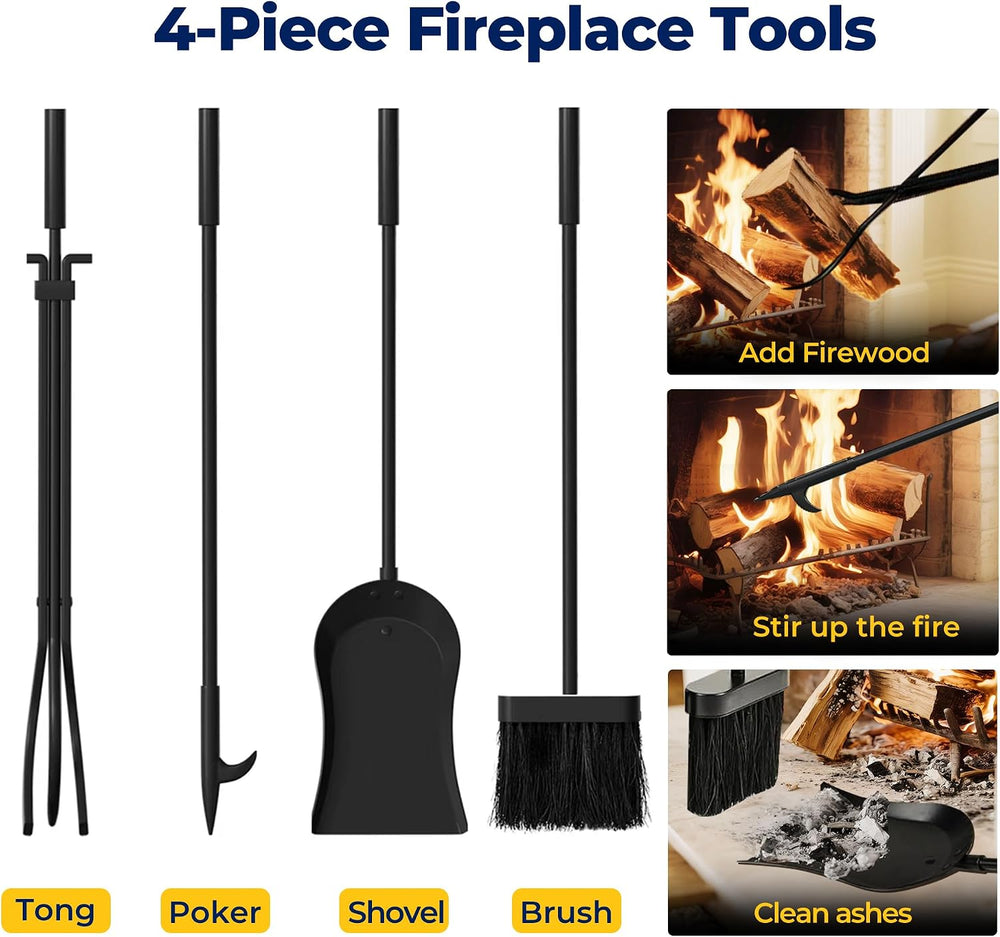 AMAGABELI GARDEN & HOME Firewood Rack Indoor with Tools 5-Piece Fireplace...