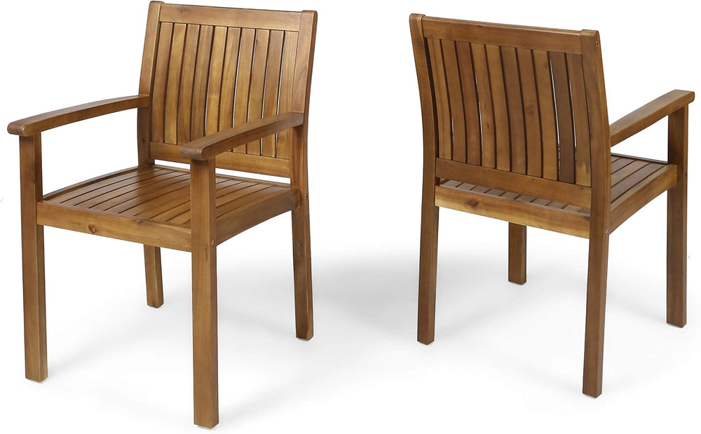 Christopher Knight Home Teague Outdoor Acacia Wood Dining Chairs (Set of 2), ...