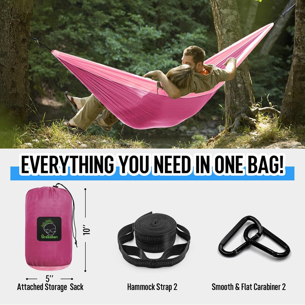 Grassman Camping Hammock Double & Single Portable Hammock with Tree Strap...