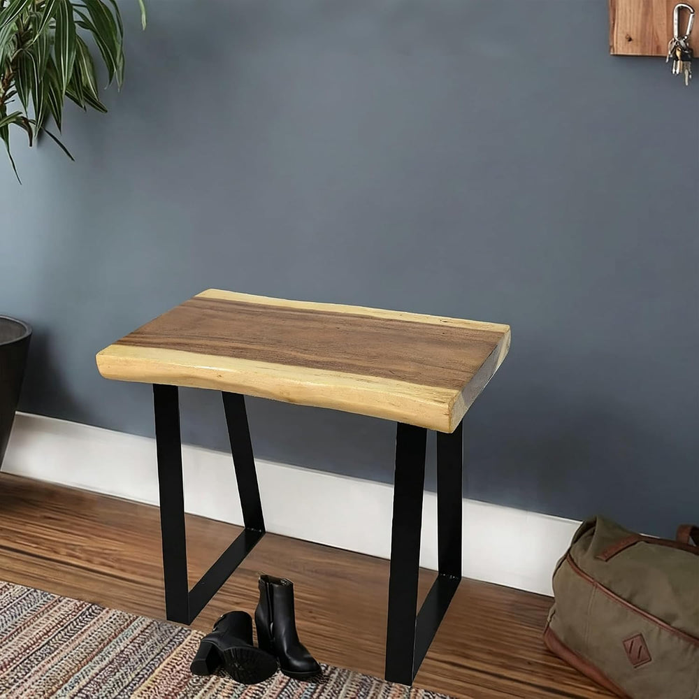 Natural Wood Bench 20"x13"x18"H Rectangle Solid Wooden Entrywa...