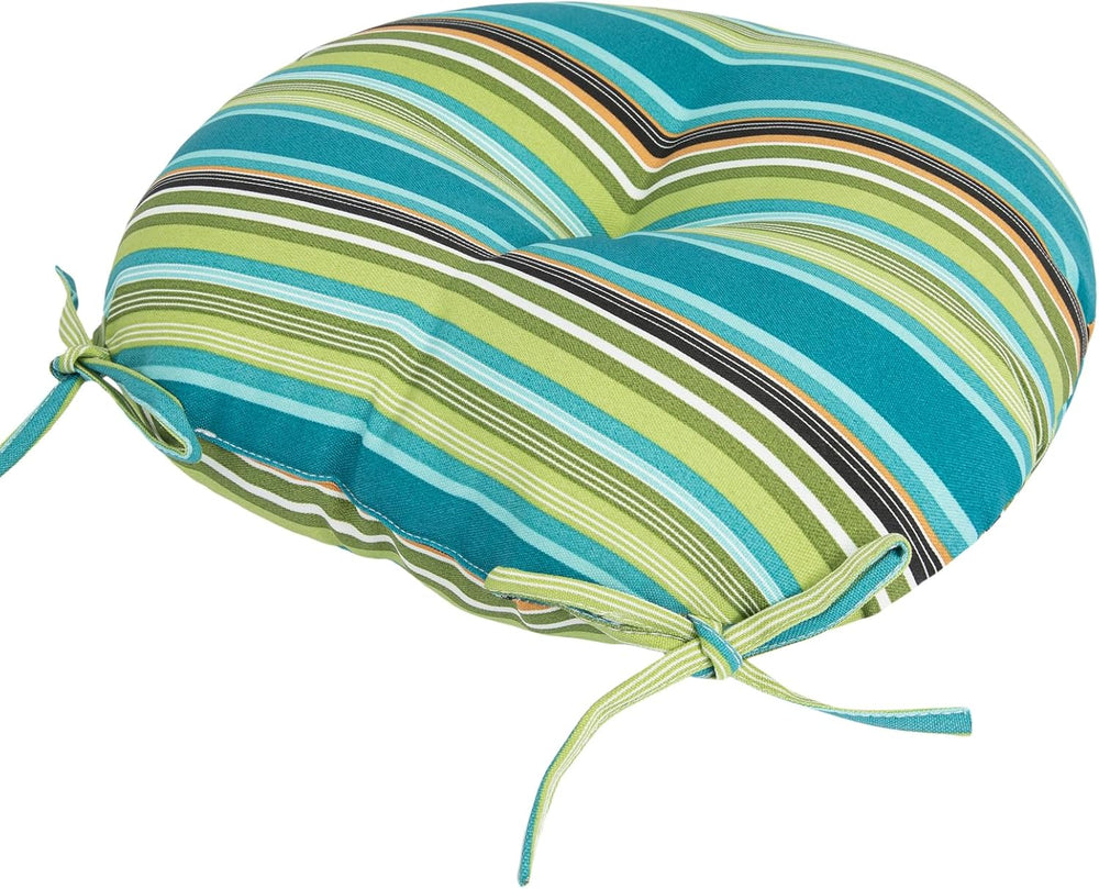 FUNHOME Outdoor Round Seat Cushions with Ties,Set of 2,Tufted Bistro Chair Cu...