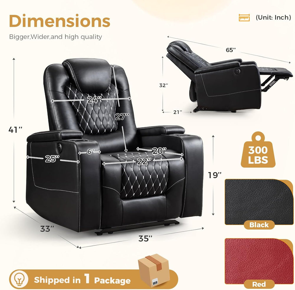 ANJ Power Recliner Chair Set of 3, Electric Soft Faux Leather Reclining Home ...