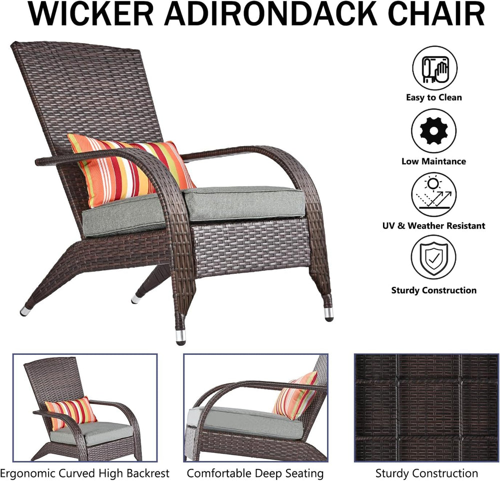 Wicker Adirondack Chair Fire Pit Chairs Oversized Comfy Patio Chairs Outdoor ...