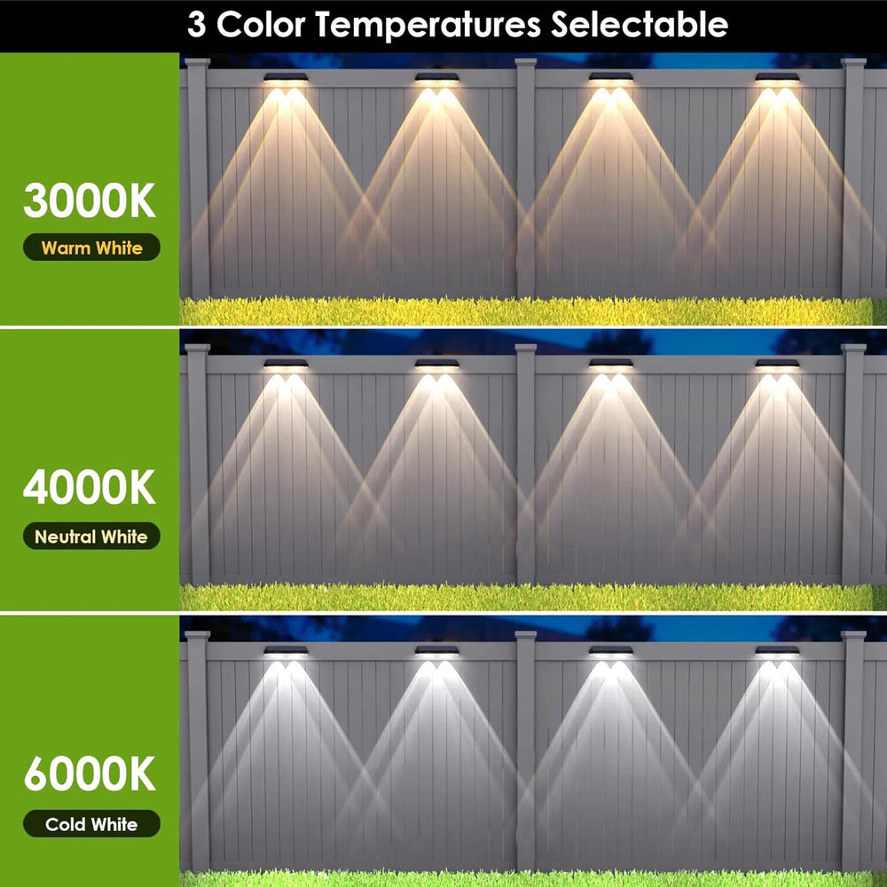 Solar Fence Lights Outdoor, IP65 Waterproof LED, 3 Mode, 12H, Black,12PK