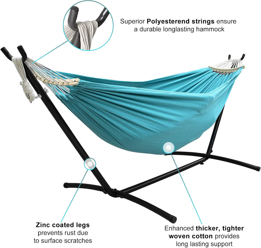 SZHLUX Double Hammock with Stand Included 450lb Capacity Steel Stand, Premium...