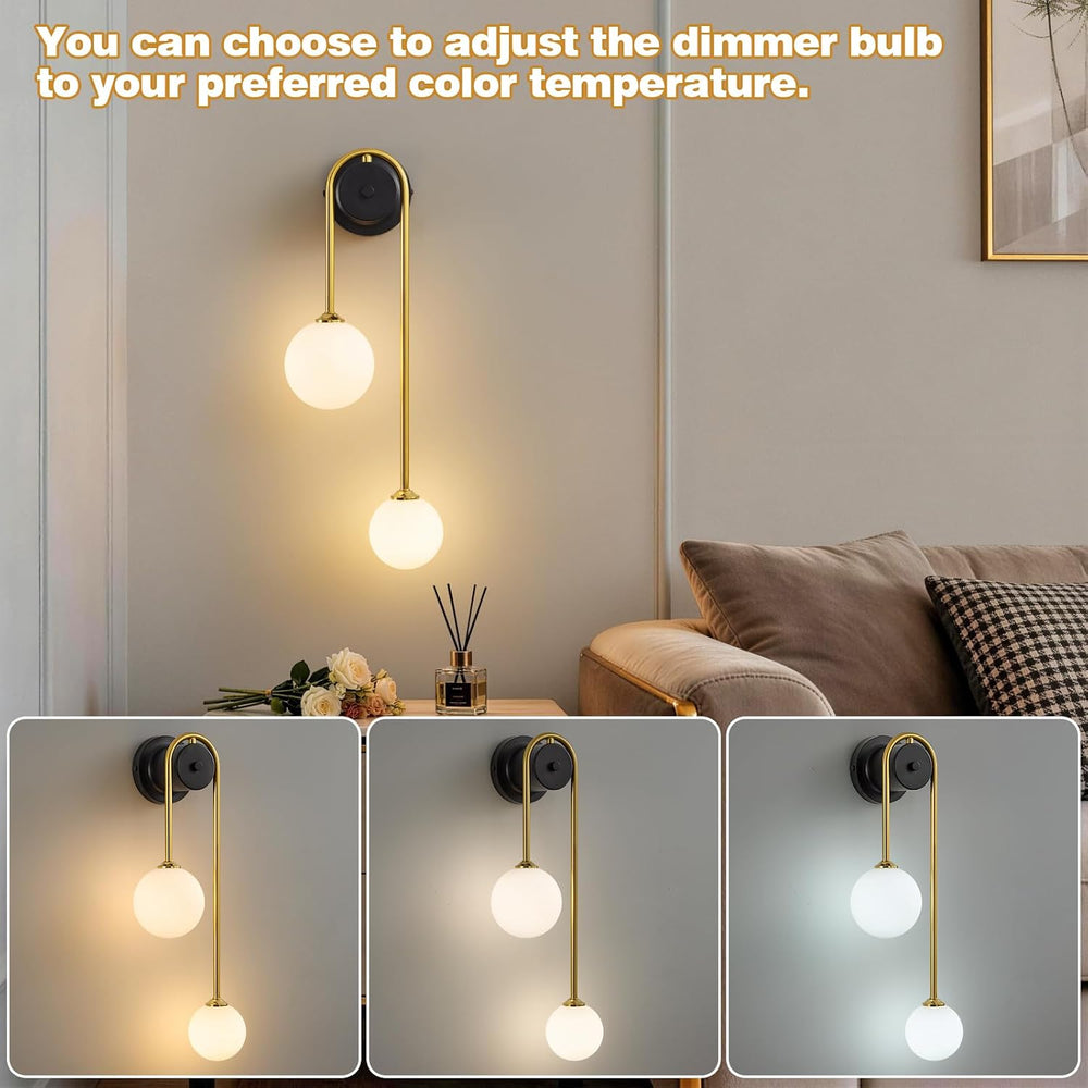 Globe Wall Sconce, Double Hanging Ball Sconce, Modern Indoor Sconces