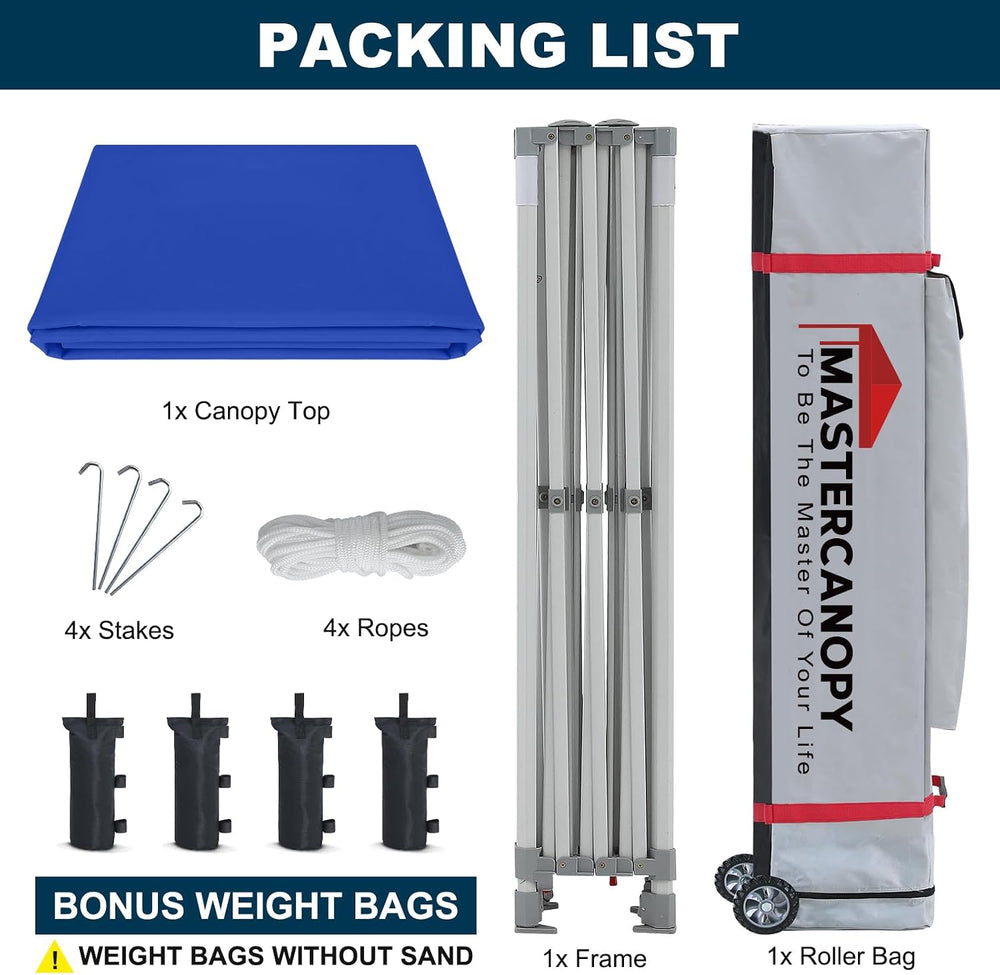 MASTERCANOPY 10x15 Heavy Duty Pop Up Canopy Tent with Roller Bag(Blue)