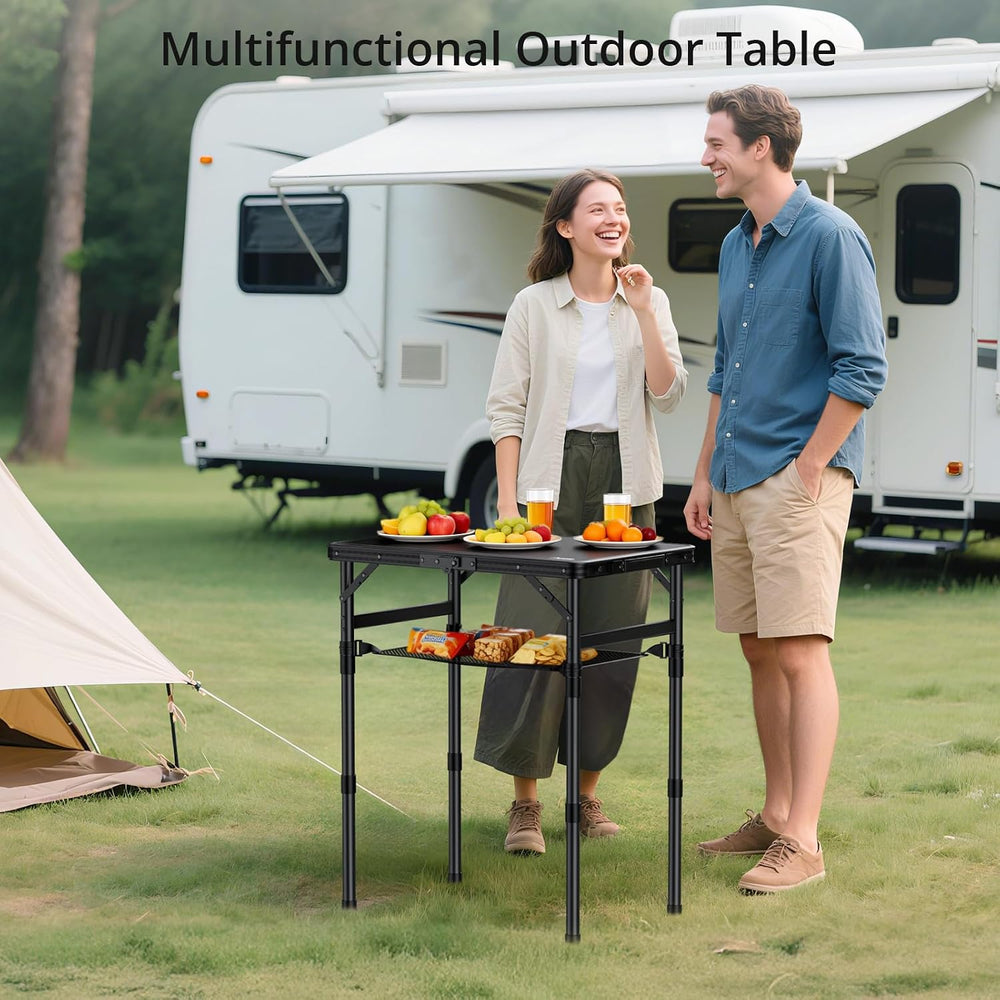 Anbte 2 ft Small Folding Table, 3 Adjustable Height for Camping, 23" X 1...