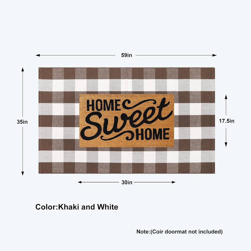 KIMODE Fall Decor Front Door Mat Buffalo Plaid Outdoor Front Porch Rug