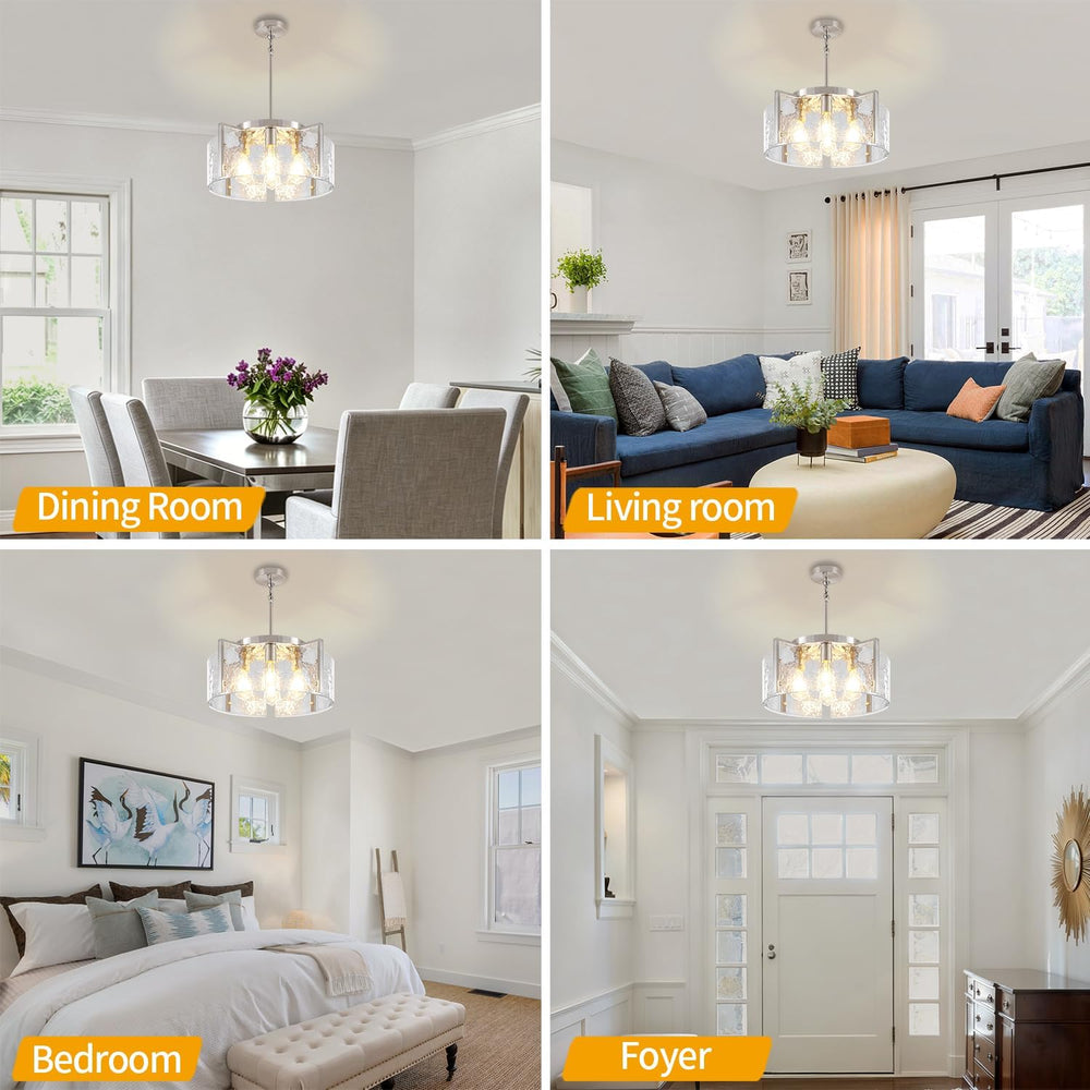 Modern Brushed Nickel Dining Room Light Fixture 4 Lights Chandeliers