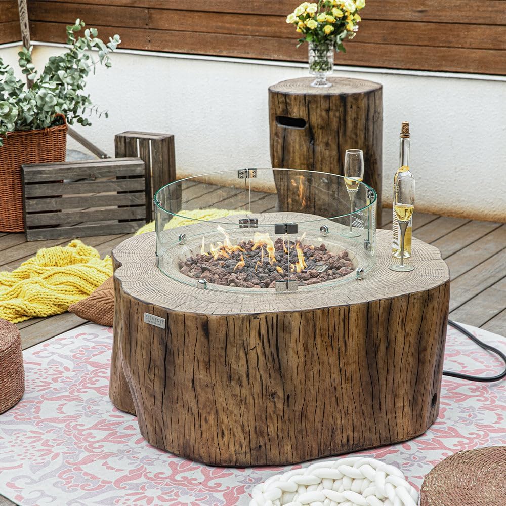 Manchester Concrete Fire Pit 42" x 39" Outdoor Patio Firepit Includ...