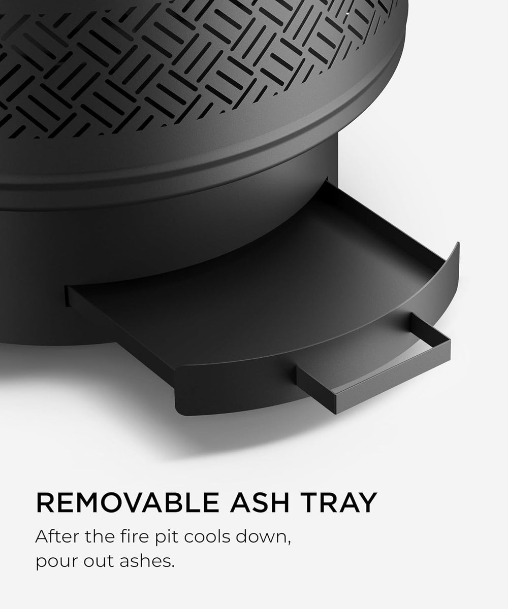 26 inch Fire Pit with Grill & Lid, Firepits for Outside Wood Burning Fire...