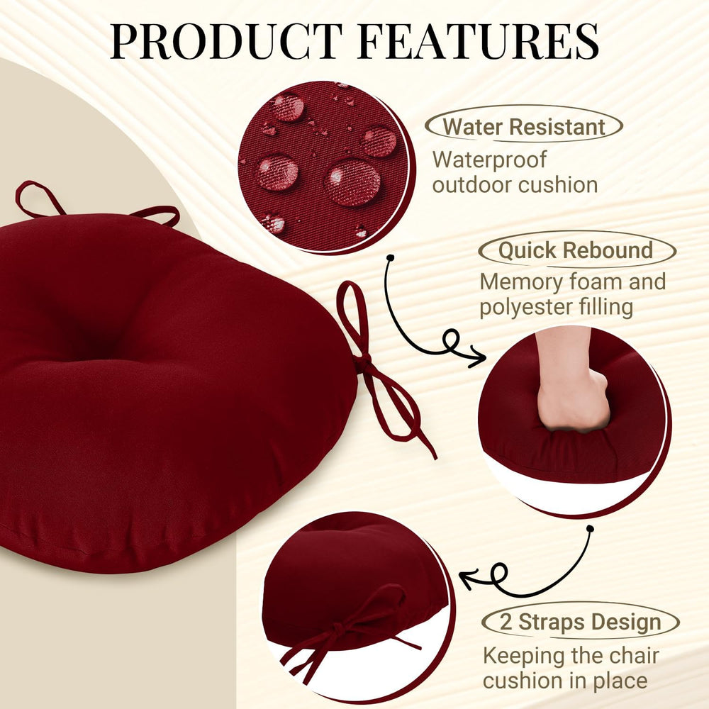 downluxe Bistro Chair Cushions for Patio Furniture, Water-Resistant Round Out...