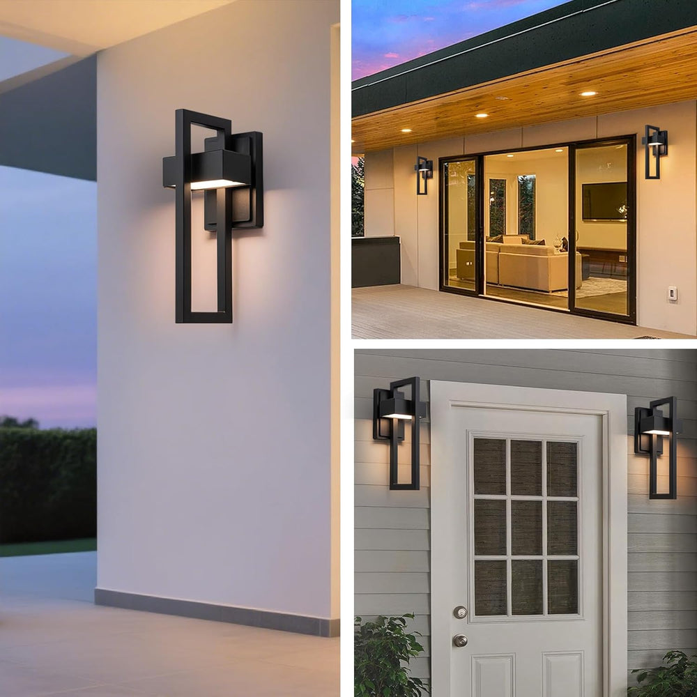 2-Pack Modern Outdoor Wall Lights, 15W LED Exterior Lighting