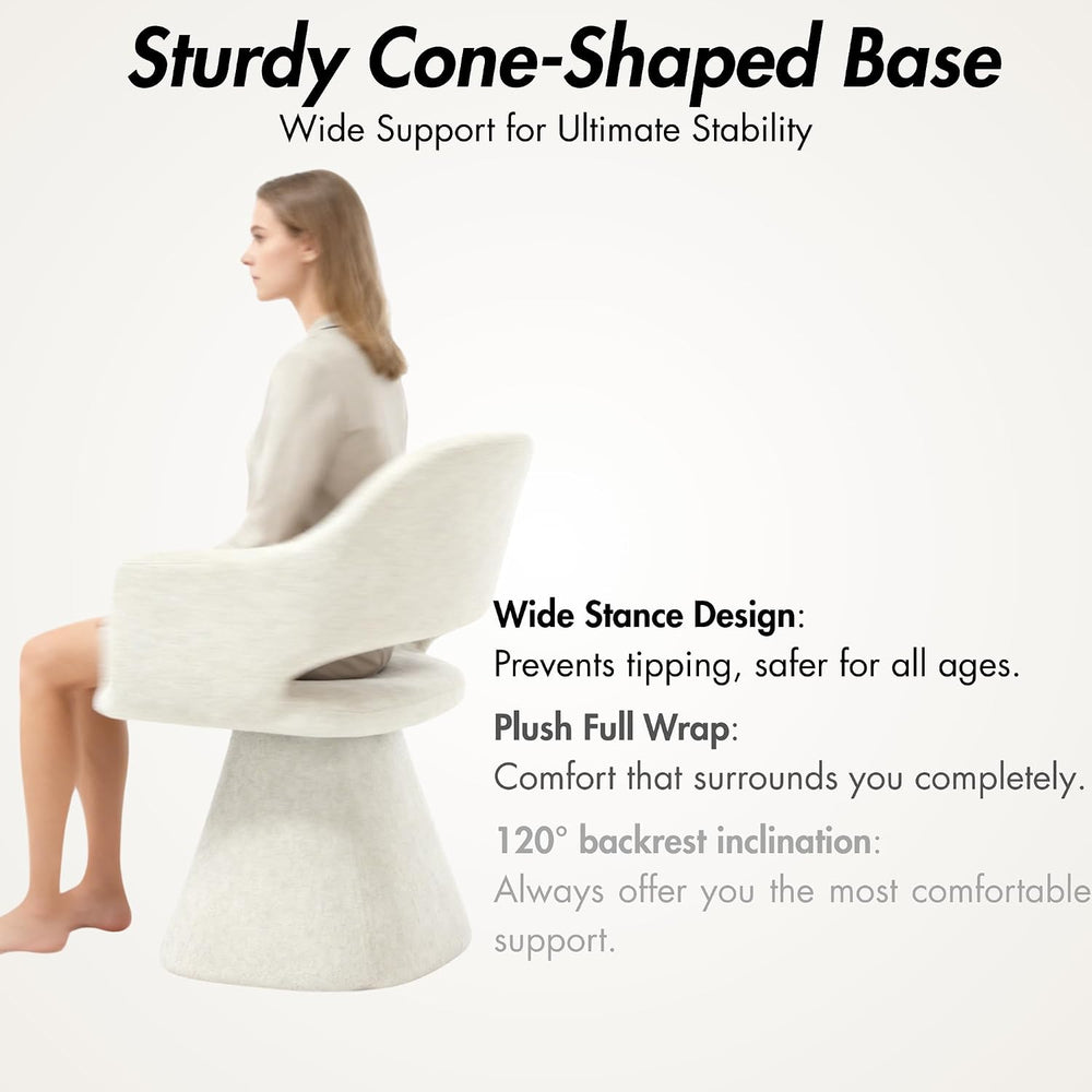 Hyfirm 360° Barrel Swivel Dining Chair with Arms, Khaki Pattern, Set of 4