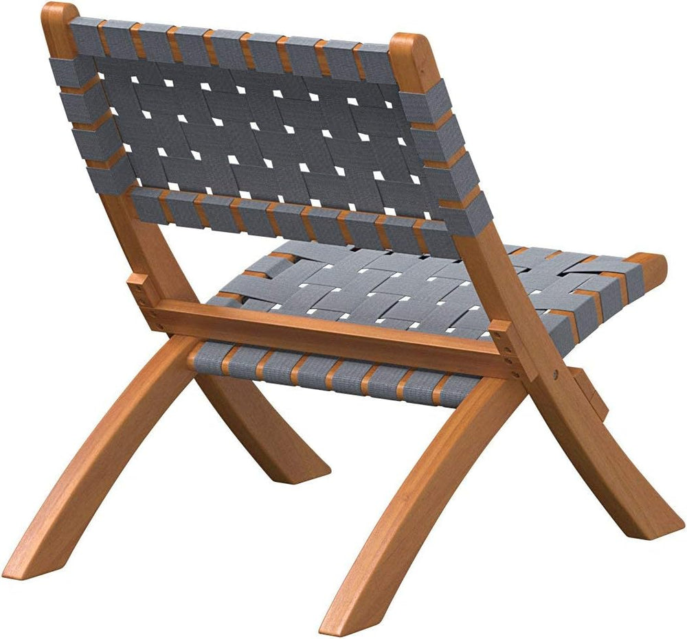Balkene Home Sava Acacia Wood Folding Chair with Gray Woven Seat