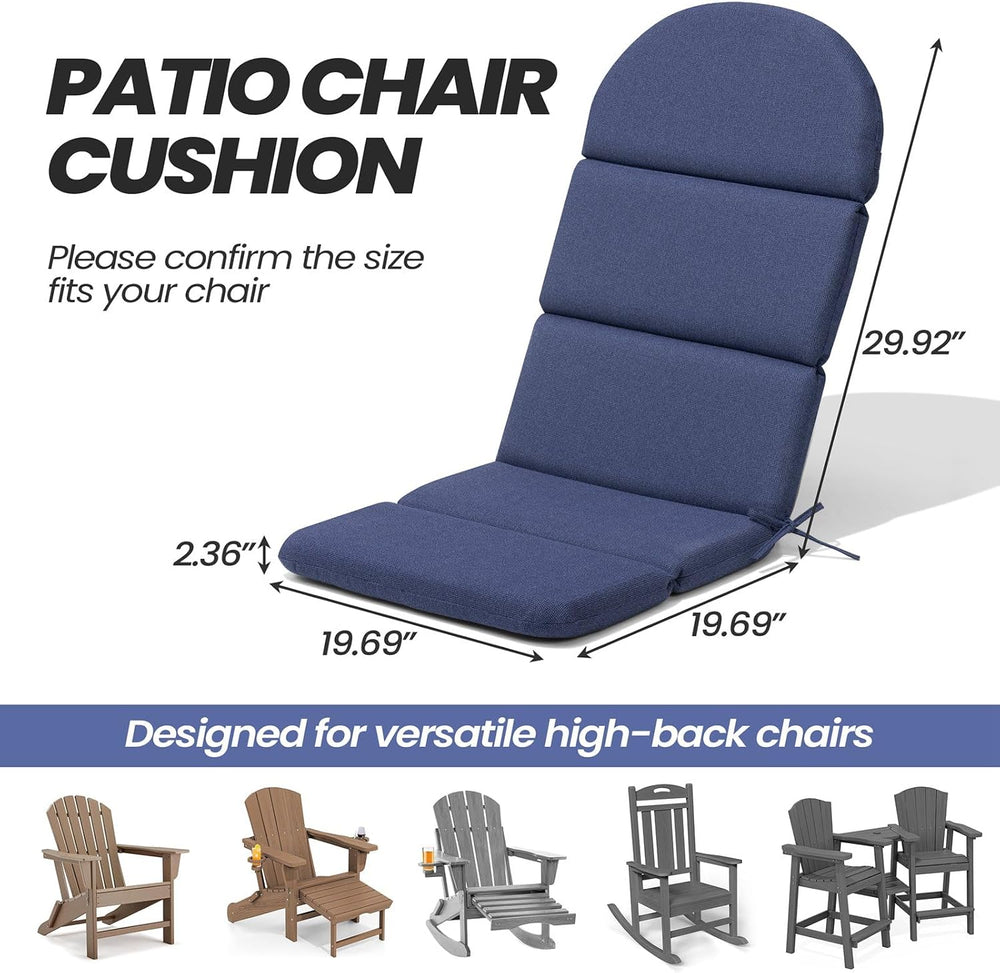 50x19.6 In Adirondack Chair Cushion Set of 2, Outdoor Chair Cushion