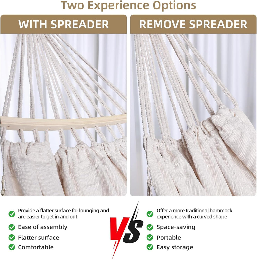 Portable Double Hammock, Hanging Hammock with Tassels and Fishtail Knitting, ...