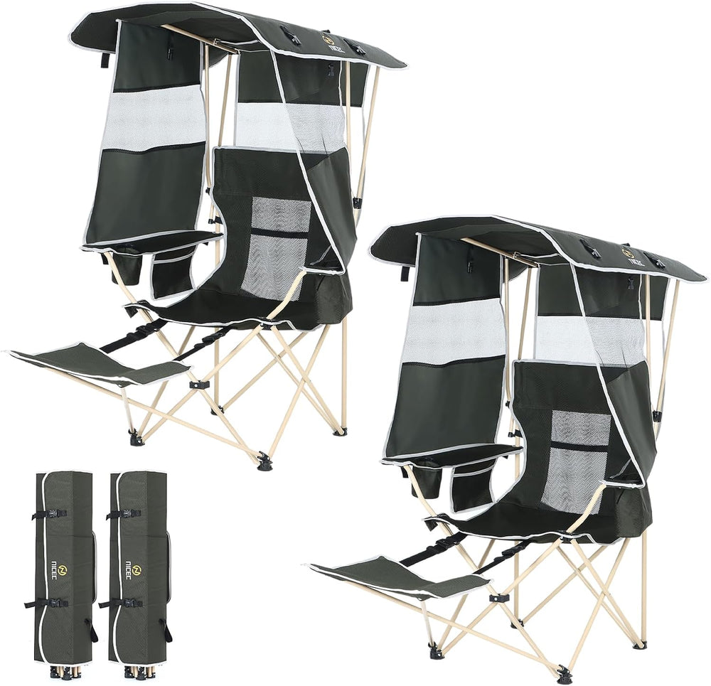 Nice C Canopy Chair with Footrest, Umbrella Camping Chair (2 Pack)