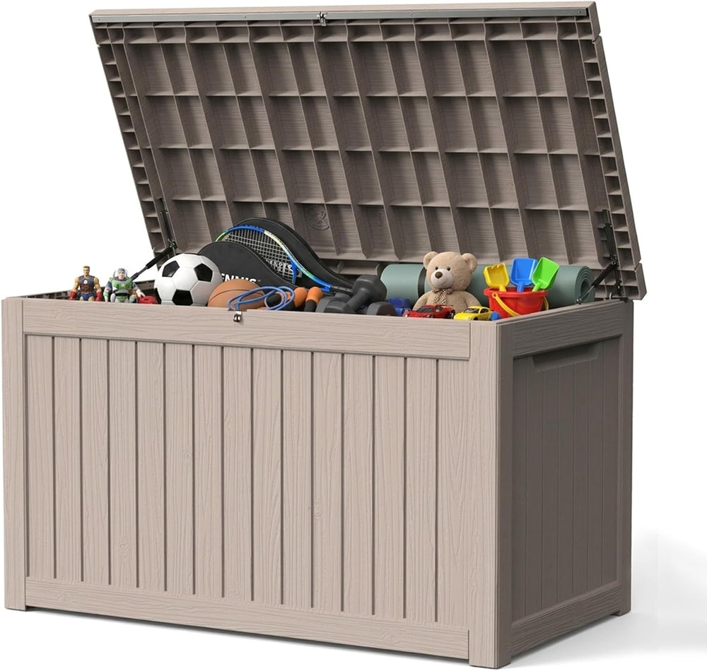 280 Gallon Outdoor Storage Box Waterproof Lockable Resin Deck Box Large, Pati...
