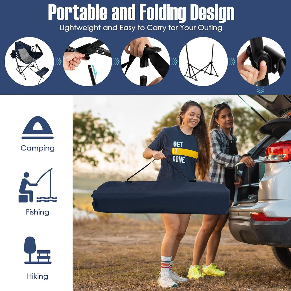 GIANTEX Outdoor Hammock Camping Chair - Rocking Chair with Removable Footrest...