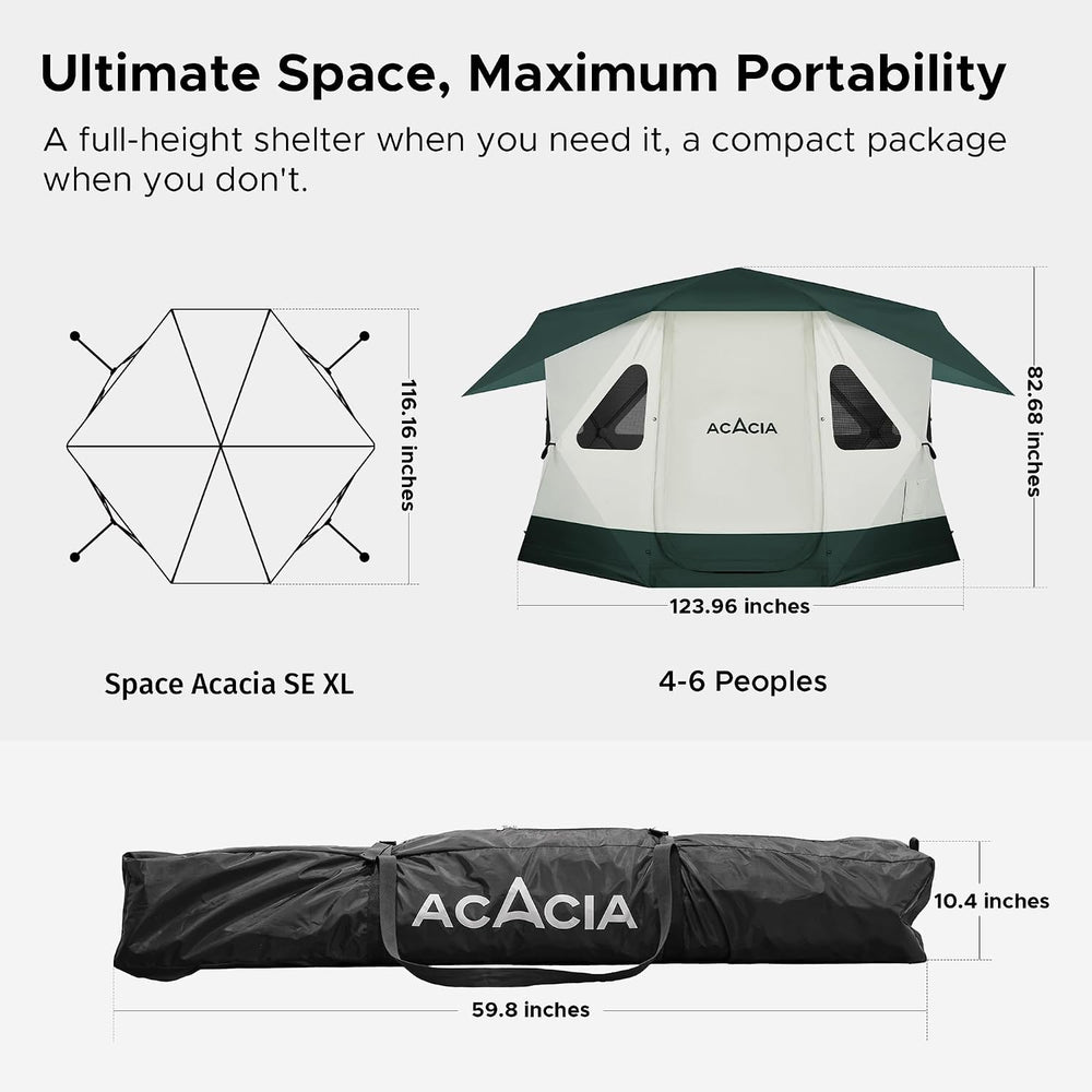 Space Acacia Lite Camping Tent, Pop Up Tents for Camping, Lightweight & D...