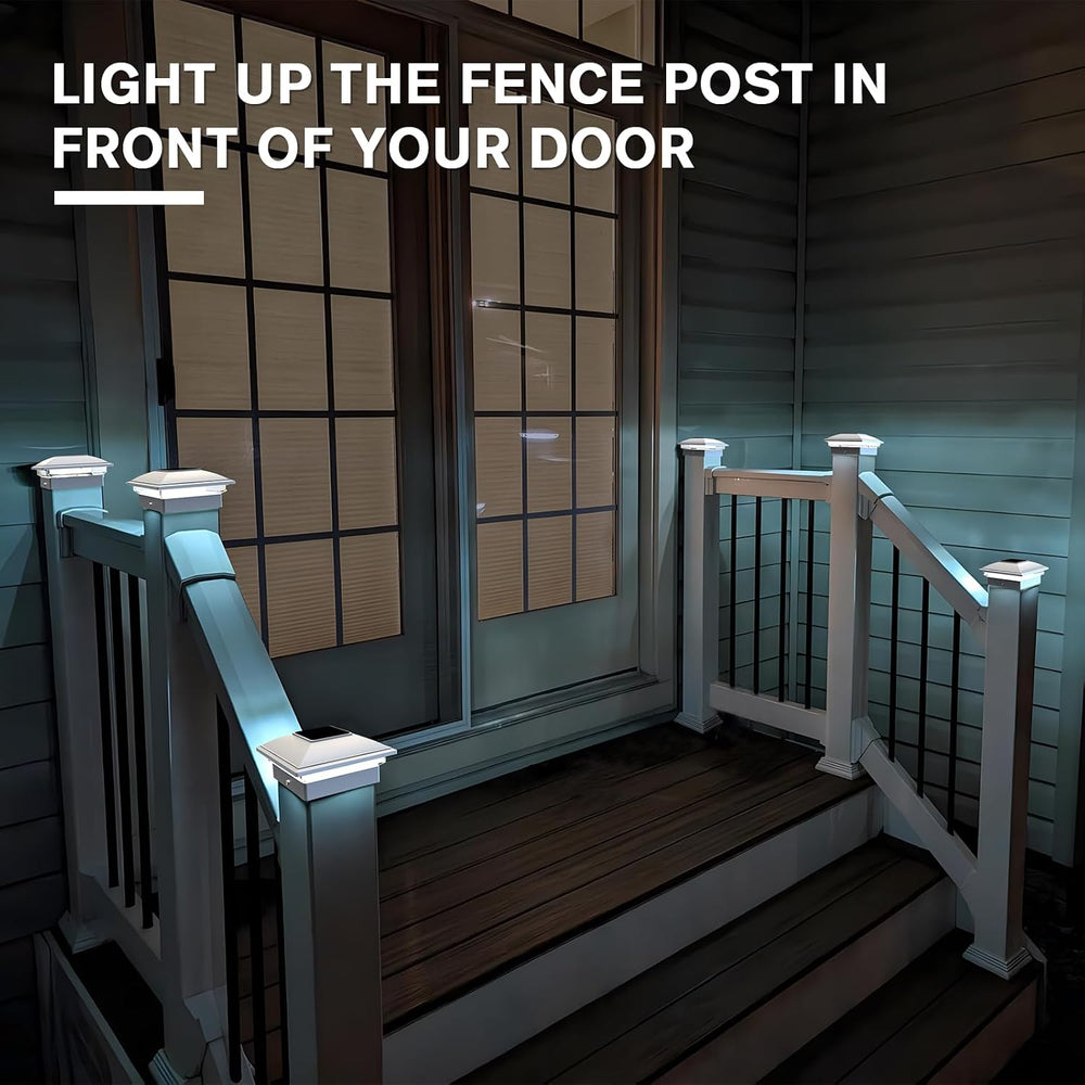 VOLISUN White Solar Post Cap Lights, Warm White Fence Lights 12 Pack