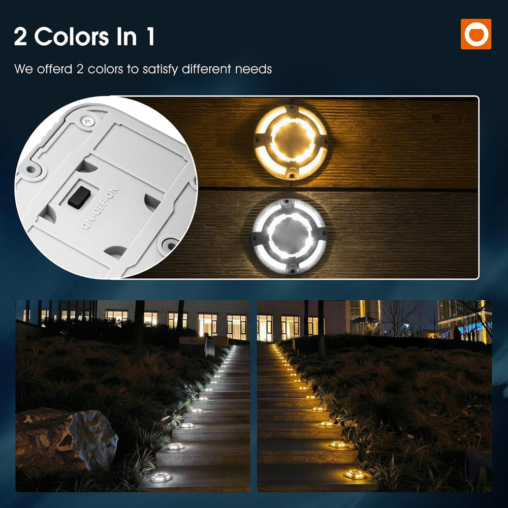addlon 12 Pack Solar Driveway Dock Lights, 2 Color Modes, IP67 Waterproof