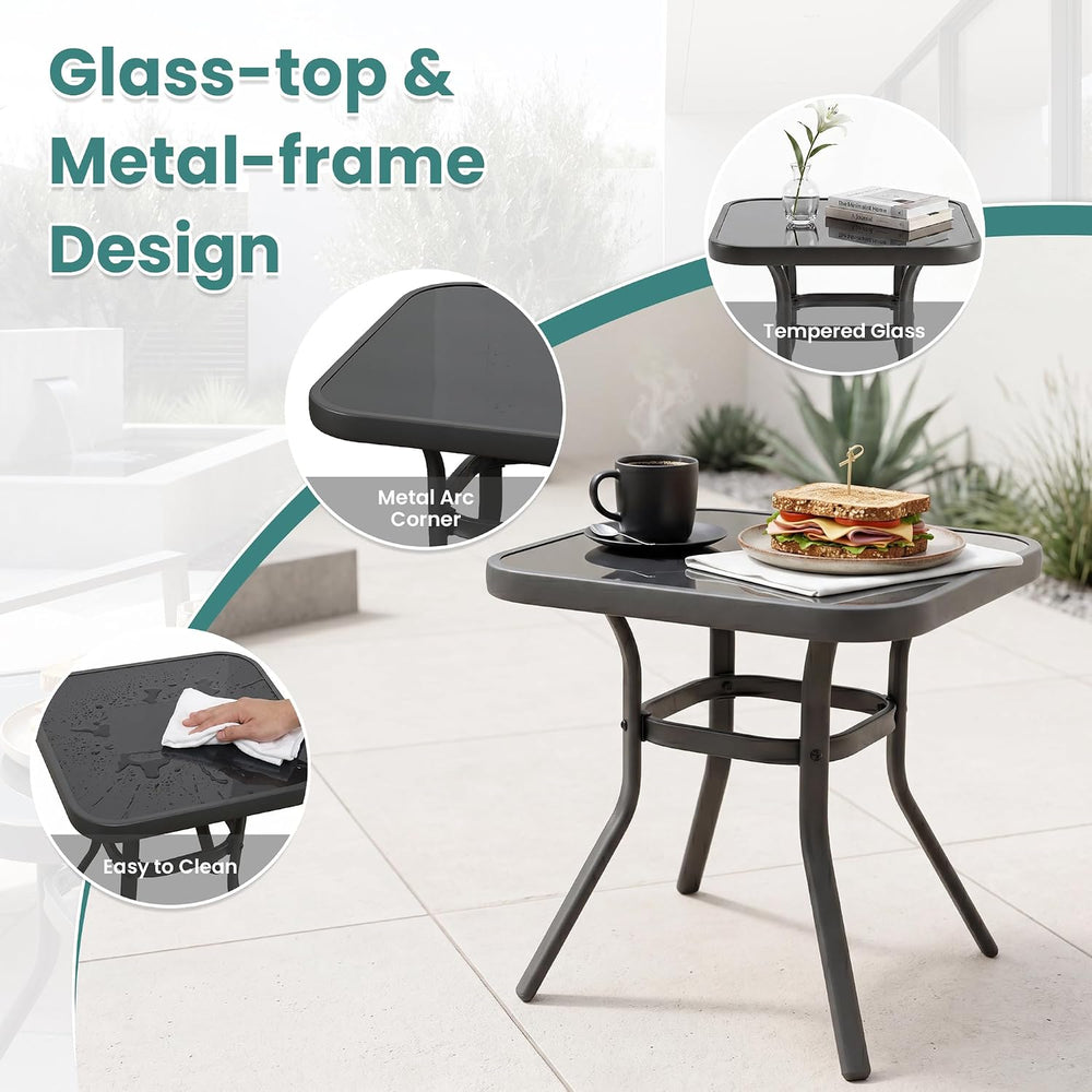 SUNBURY 3 Piece Patio Rocking Conversation Set, Outdoor Rocking Chairs with T...
