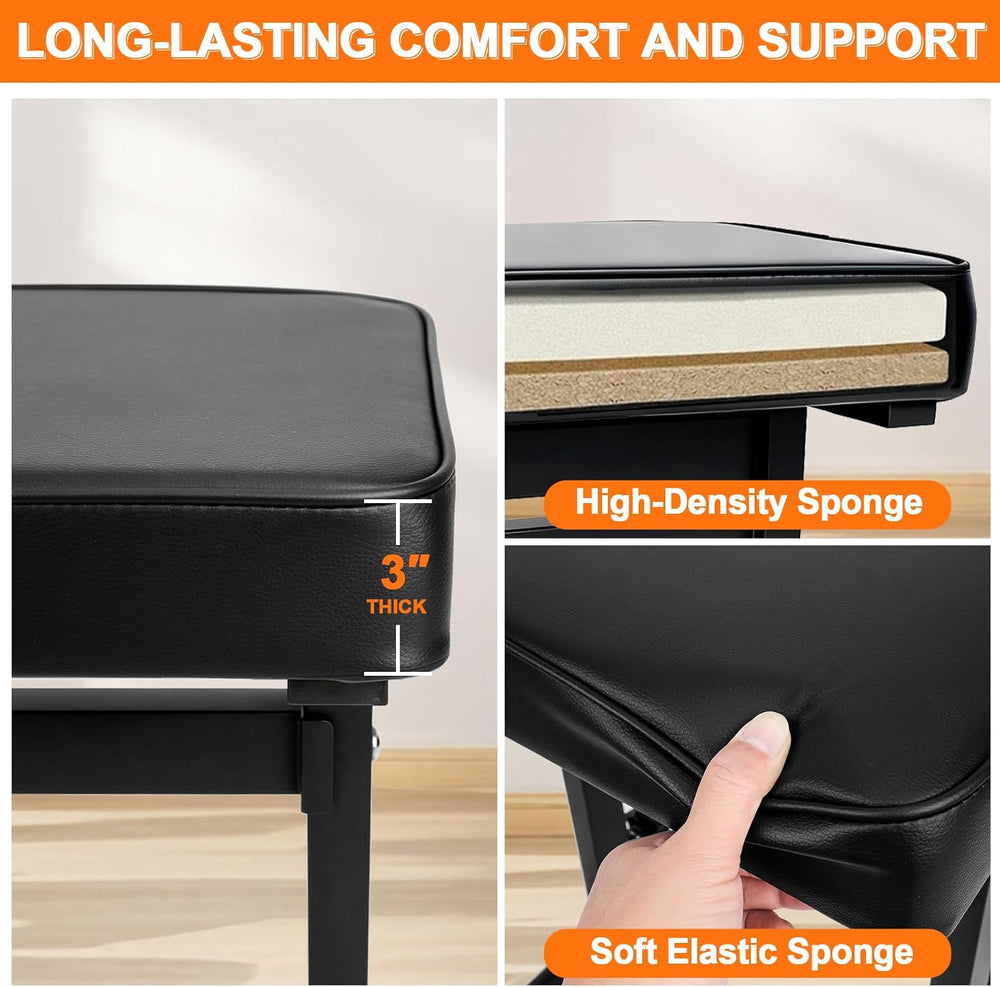 Firstar Adjustable Piano Bench 18.11" to 22.83", Durable Piano Stoo...
