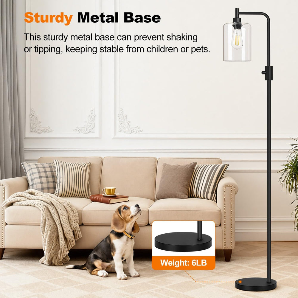 【Upgraded】 Dimmable Floor Lamp for Living Room with Clear Glass Lampshade, Bl...