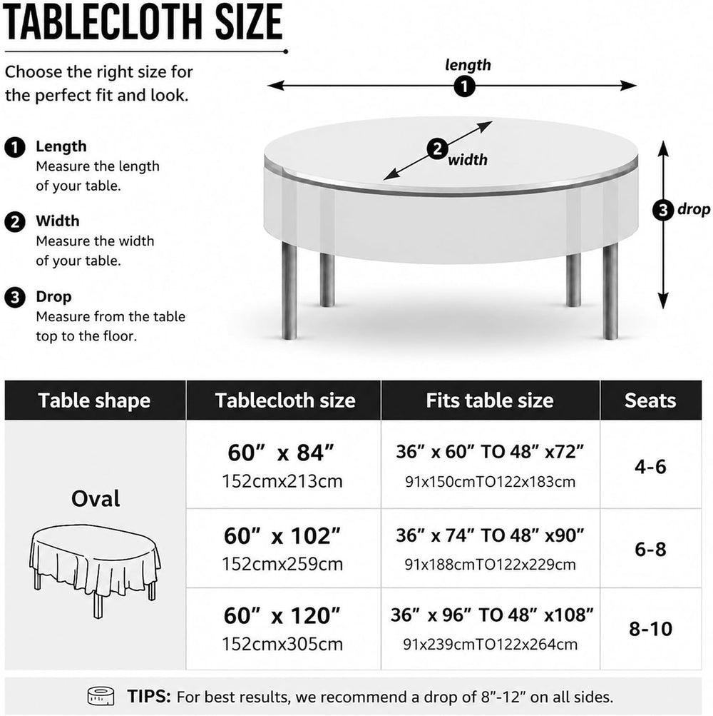 Halloween Bats Oval Tablecloth for Dining Table Decor 60" x 120"
