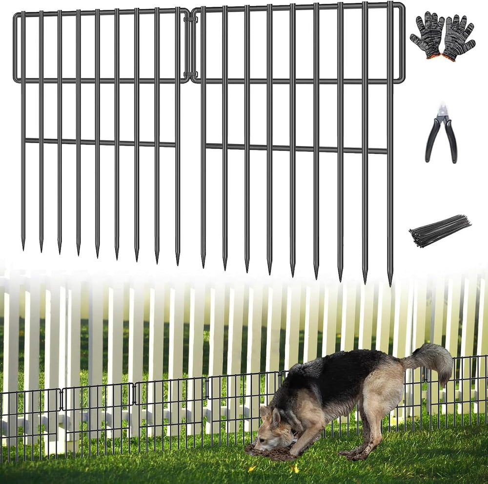 10 Panels Garden Fencing Animal Barrier, 17in (H) X 10.8ft (L) No Dig Dog Fen...