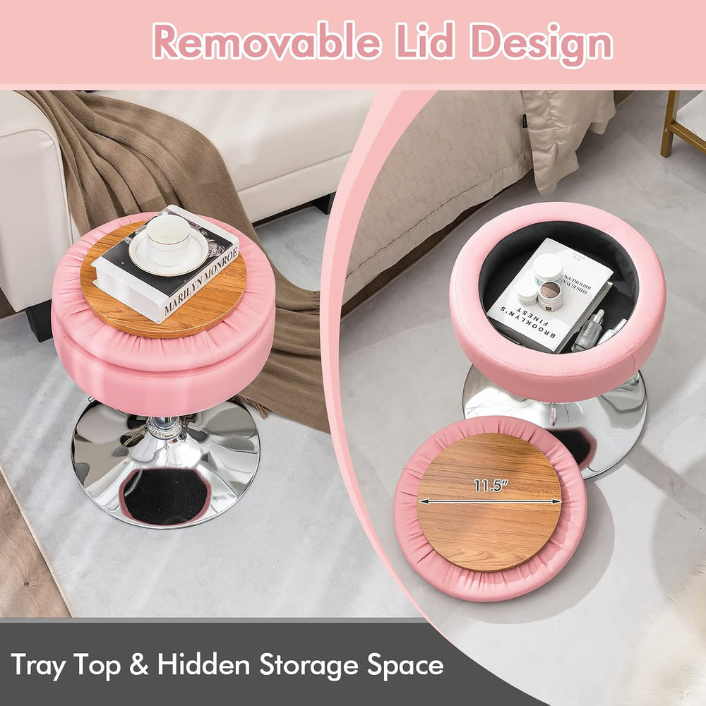 COSTWAY Adjustable Swivel Bar Stool Set of 2, Tufted PU Leather, 20-26 in H, ...