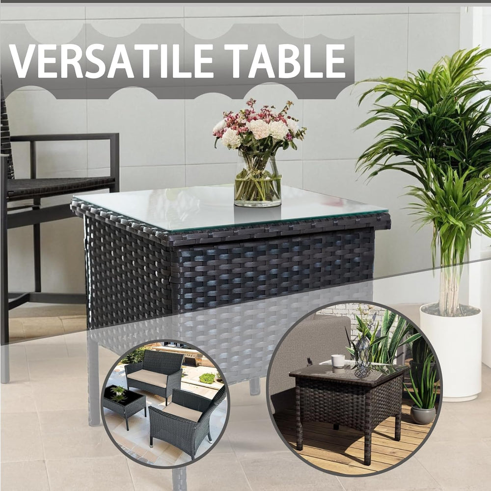 Outdoor Patio Wicker Table,Rattan Side Table,Modern Patio End Side Table with...