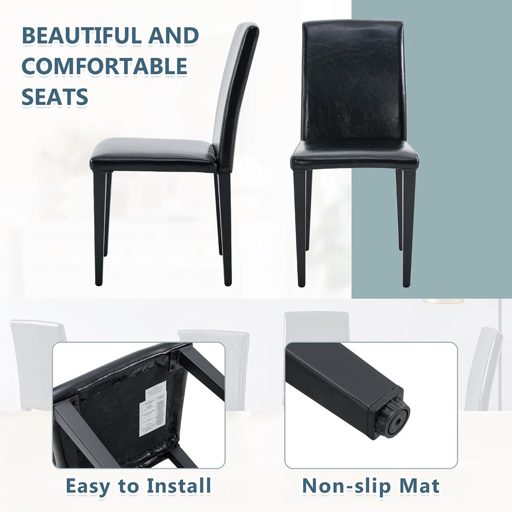 Black Dining Chairs Set of 4,Armless Kitchen Room Chair for Dining