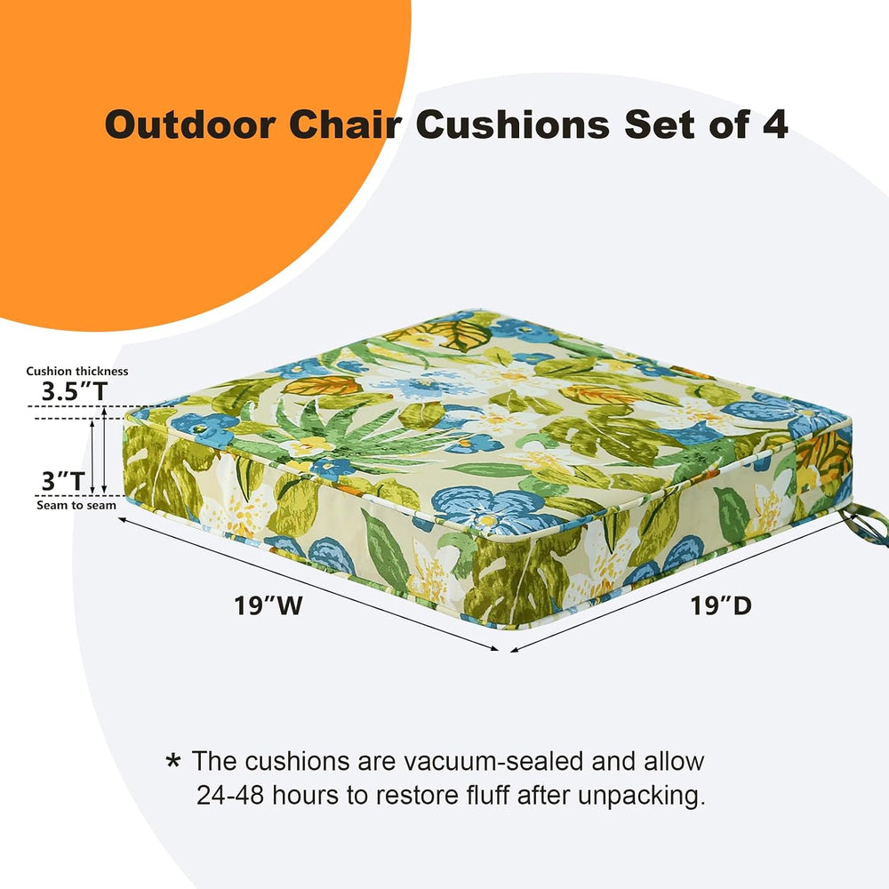 Unimatta Square Corner Seat Cushions, 19" x 19" x 3", Set of 4...