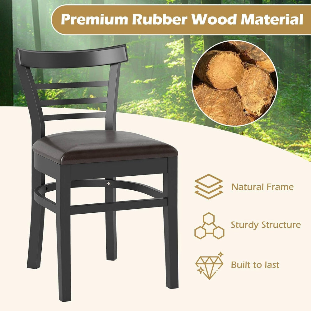 GOFLAME Wooden Dining Chairs Set of 2, PU Leather Upholstered Kitchen Chairs ...